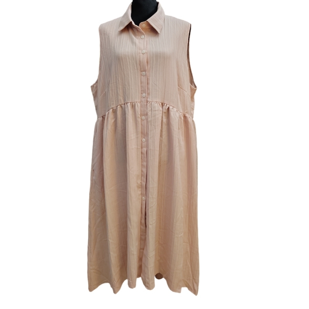 BloomChic Pale Pink High Low Midi Dress 18-20 NWT Sleeveless Button Front - Picture 2 of 12